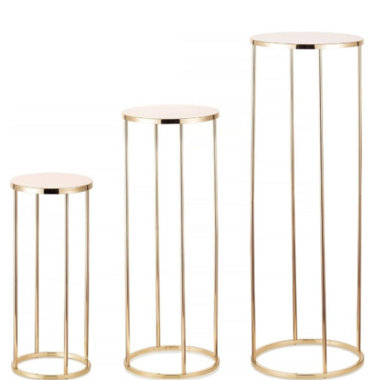 Gold Round Cylinder Pedestals – 3pc/set