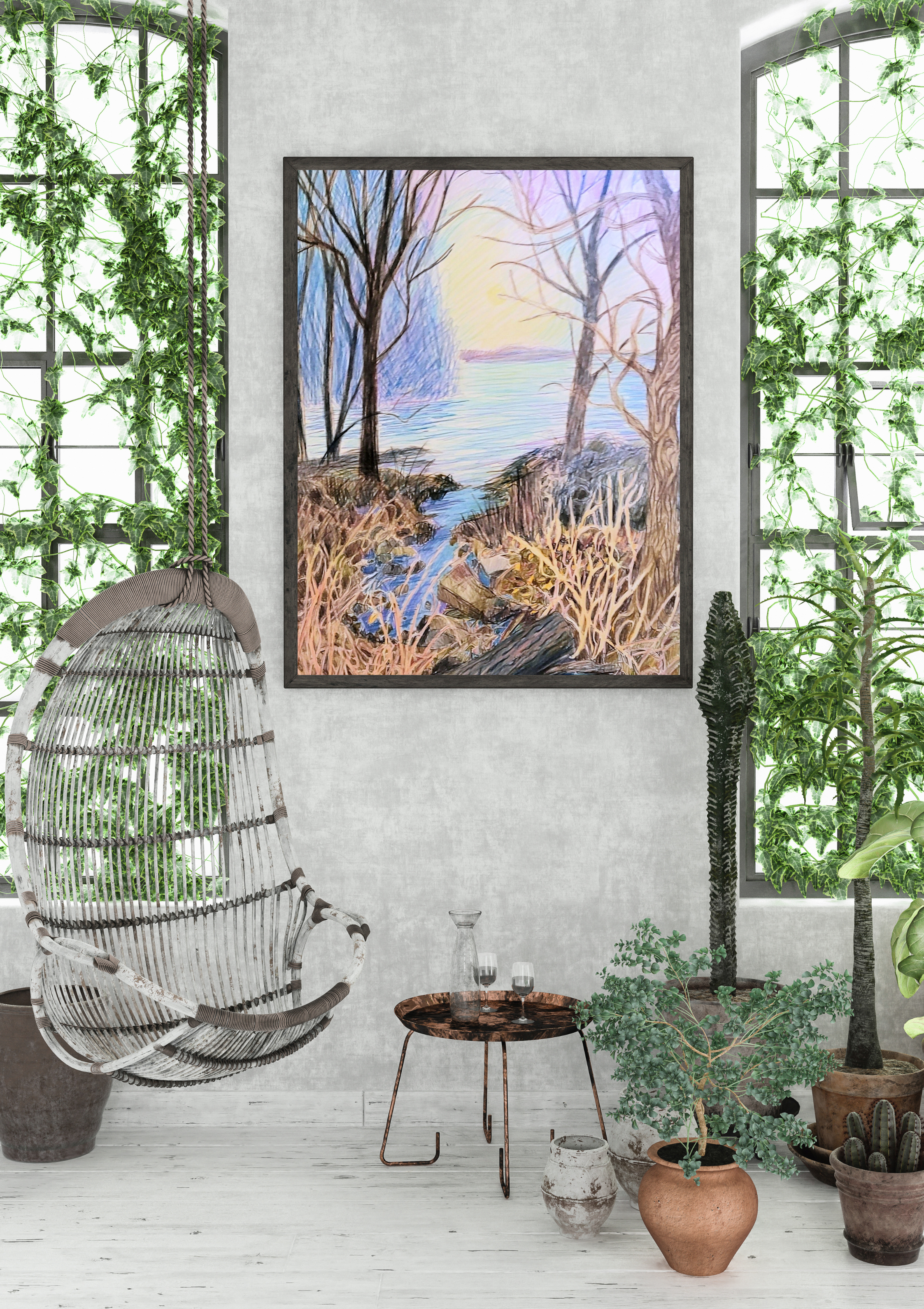 Green Natural Botanical Organic Poster Frame Wall Art Mockup (5).png