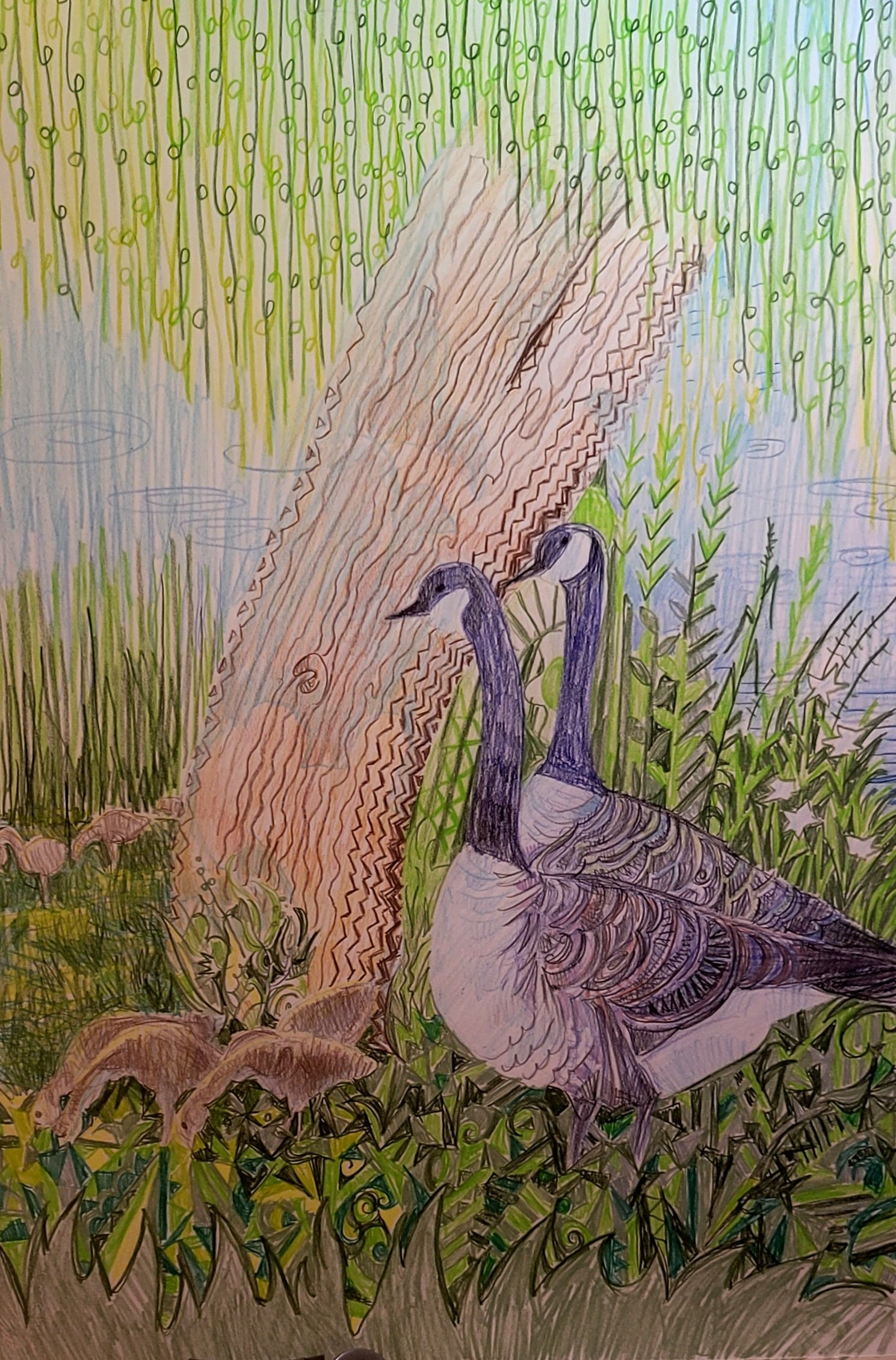 Geese by the Pond