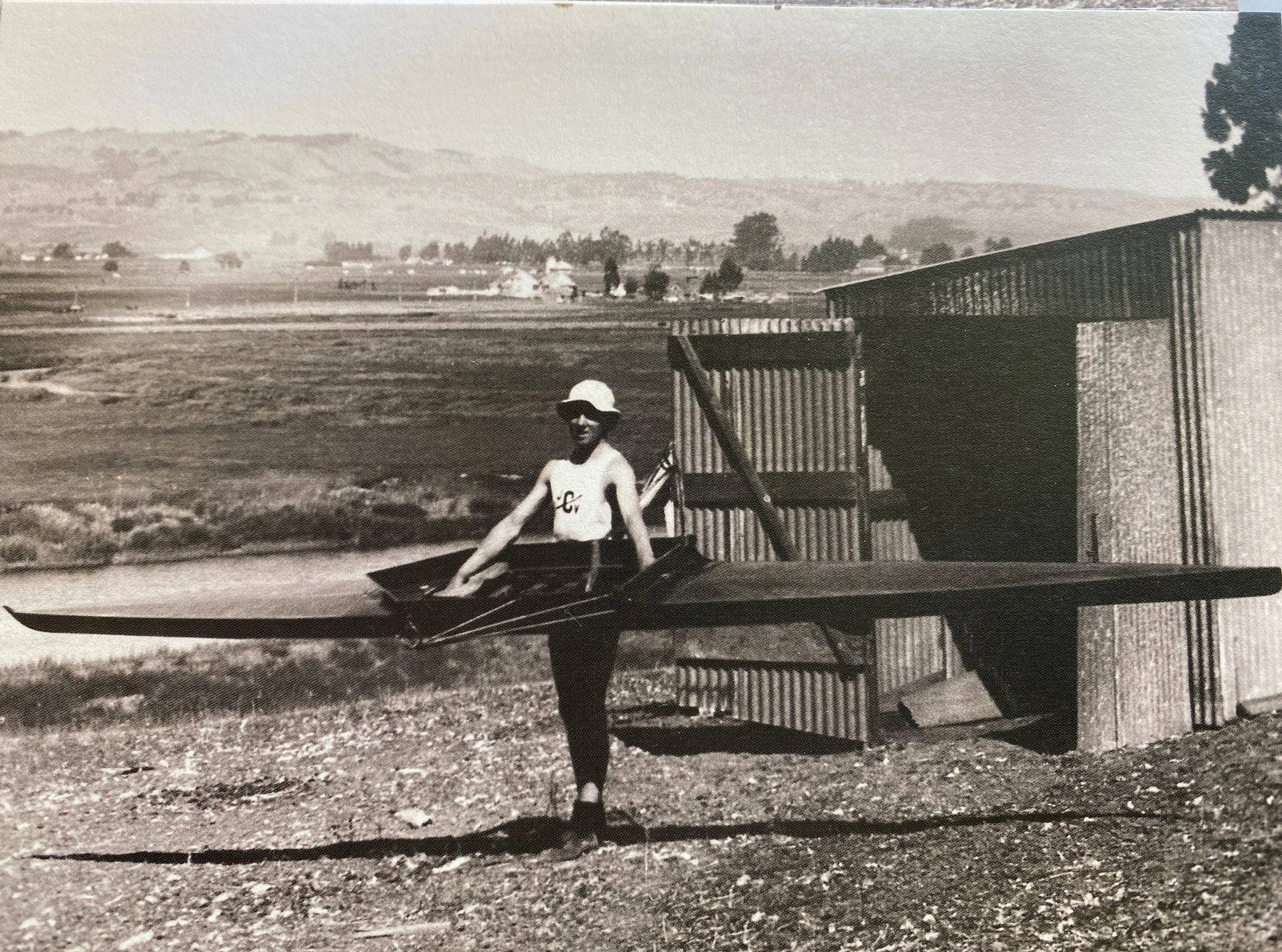 GP McNear and his single scull, 1910