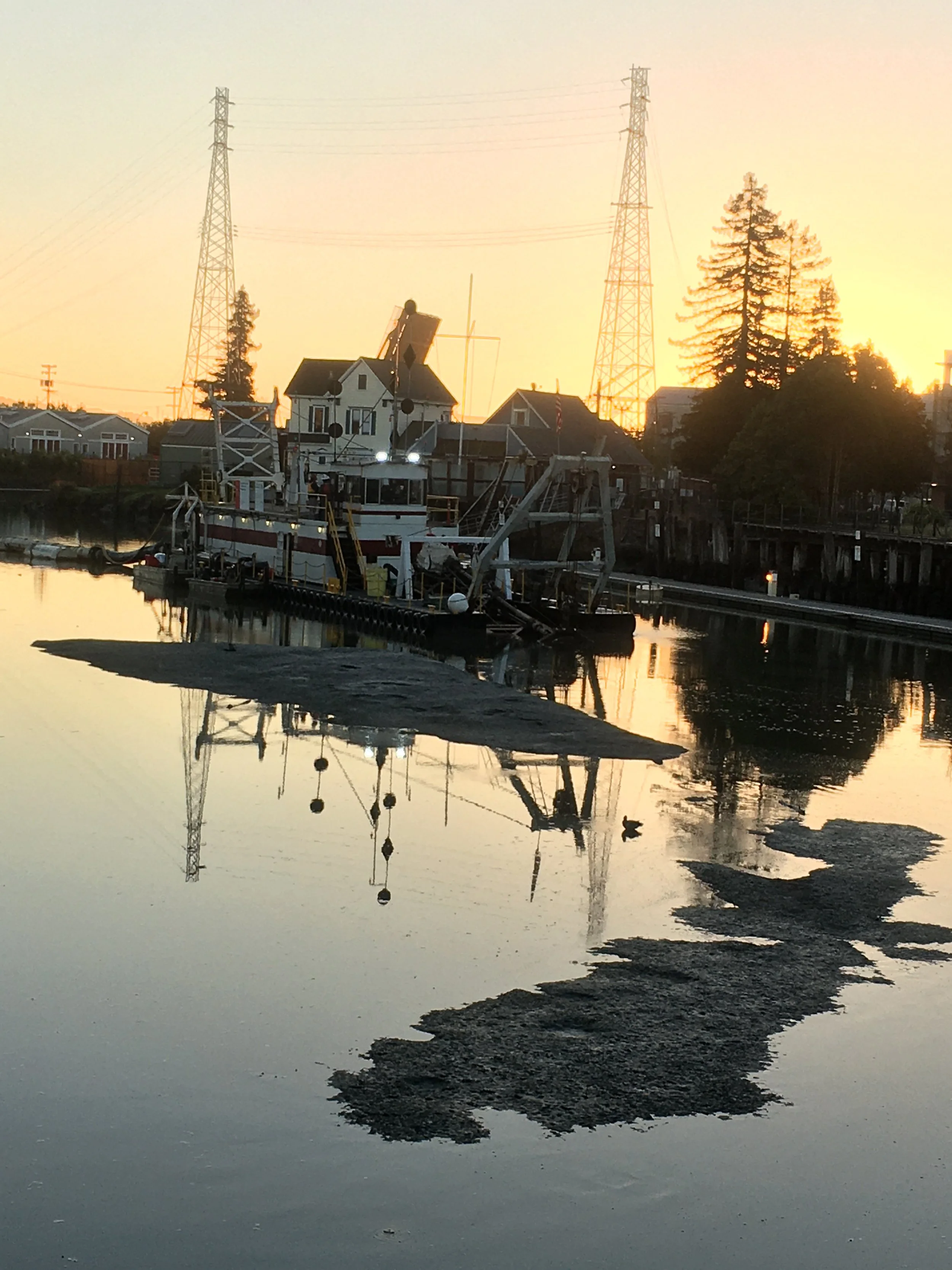 Dredge at dawn, Petaluma Turning Basin (2020)