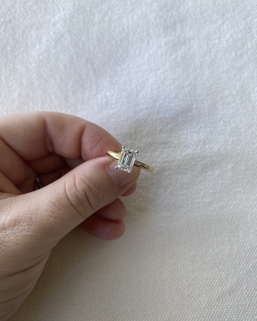 Delivery day - forever in awe of the &ldquo;mirrored hallway&rdquo; effect of the emerald cut diamond. When choosing an emerald cut diamond we have to go for a super clean stone with high clarity as there is no where for imperfections to hide in this