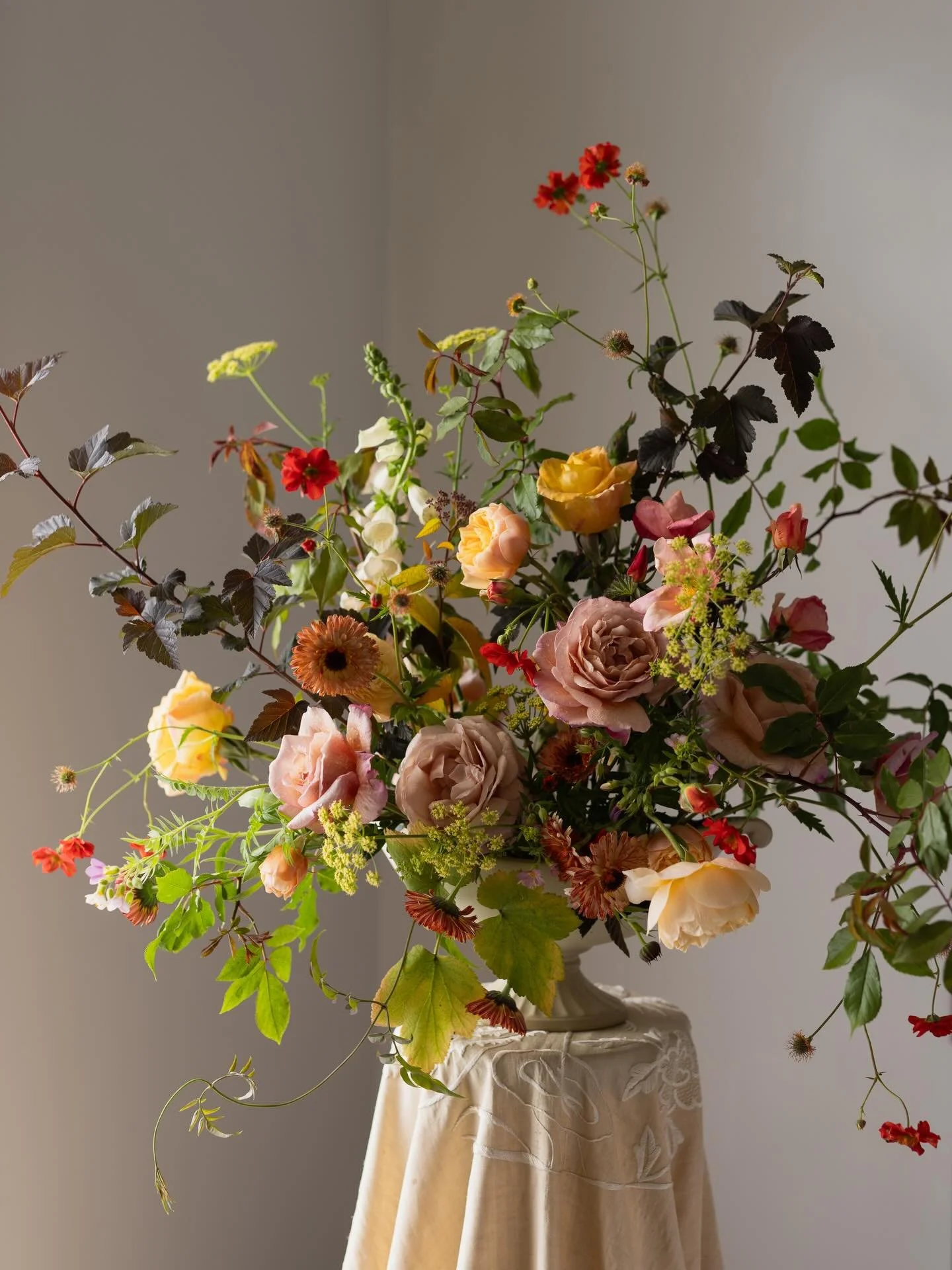 It began with a stem of mutabilis rose. A rose that a few years ago I might well have overlooked, perhaps thinking it not showy enough. Now, I think it could be the rose that I most value in my garden. Yes, in case you&rsquo;re wondering, its flowers