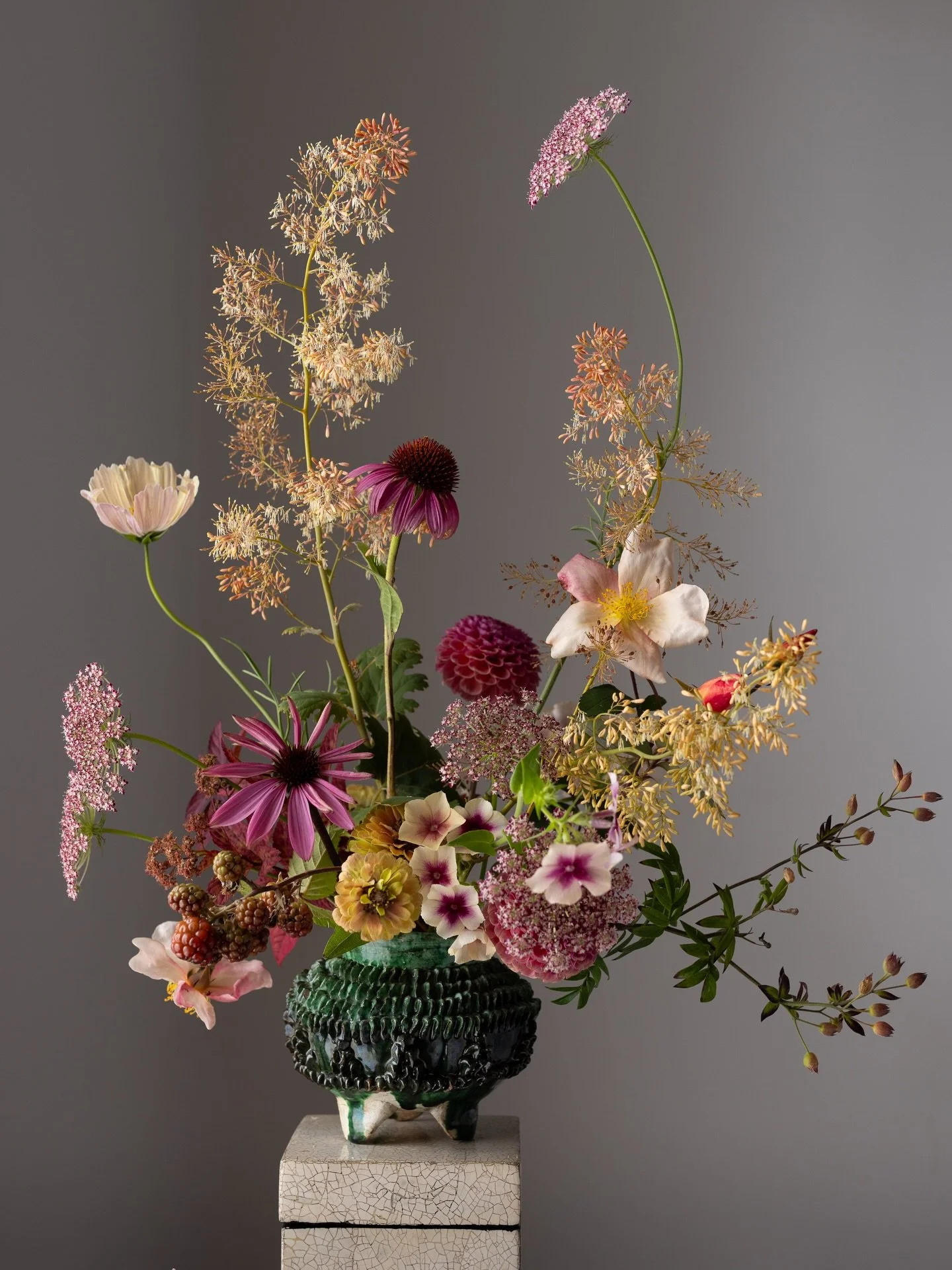 I still remember when I found this treasured vase, it was at least 28 years ago when my girls were little. It was a frosty morning, breathing clouds of steam as I trudged along muddy farm lanes. I even remember I was wearing an ancient Drizabone oils