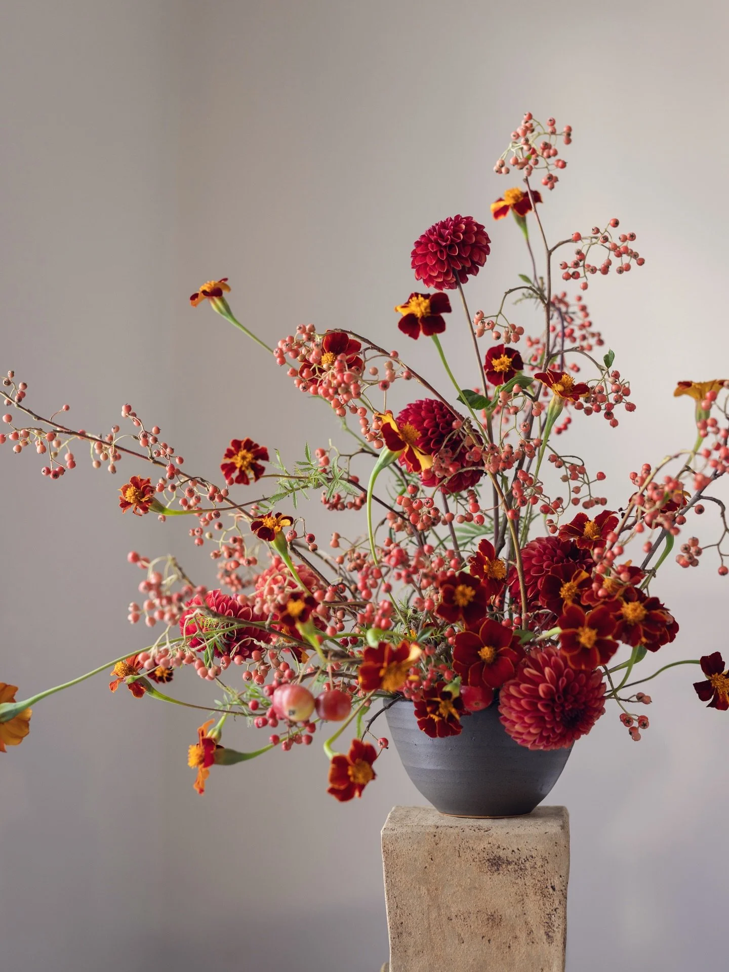 Something I most love to do is to explore an idea that has been percolating. For months I&rsquo;ve had it in the back of my mind to revisit using cotoneaster, but with a different colour palette than I have in years past. The season for them to be at