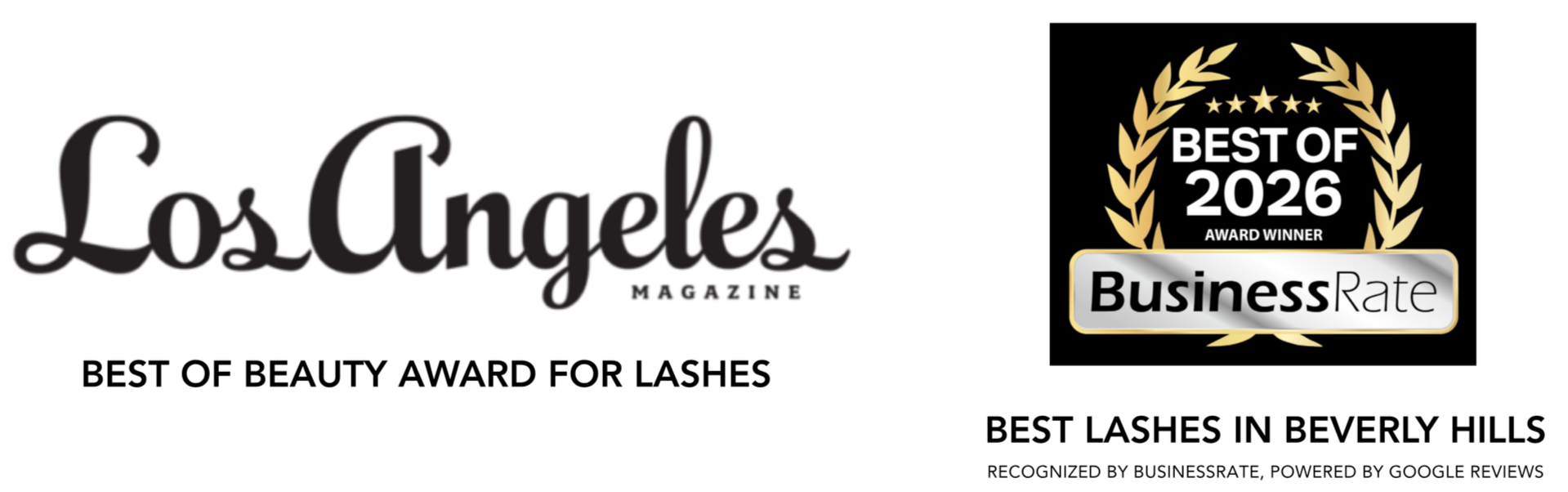 Los Angeles Magazine logo with a Best of 2026 Business Rate award badge featuring gold laurel wreaths around black and white text
