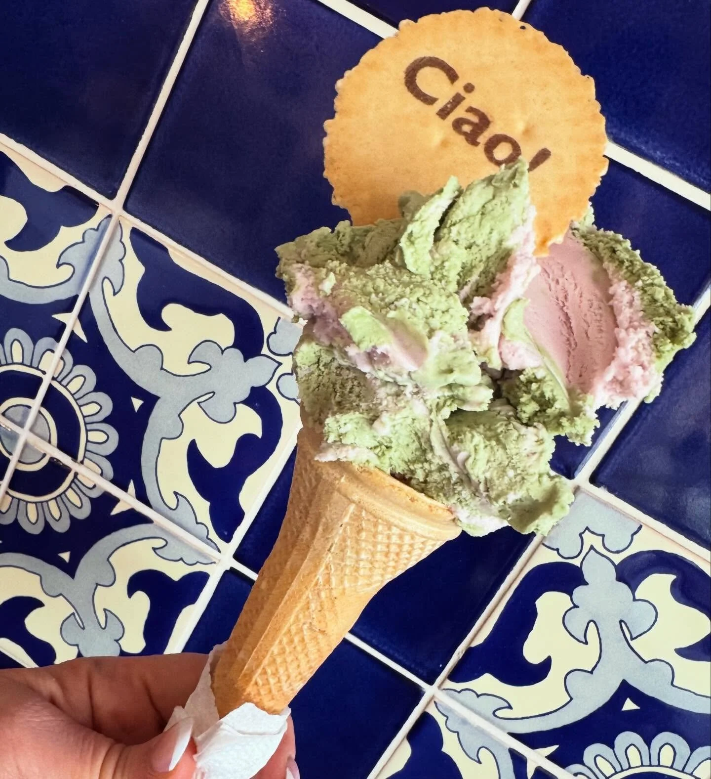 Strawberry Matcha gelato has arrived and it&rsquo;s everything I dreamed of and more 🍵 🍓 💙