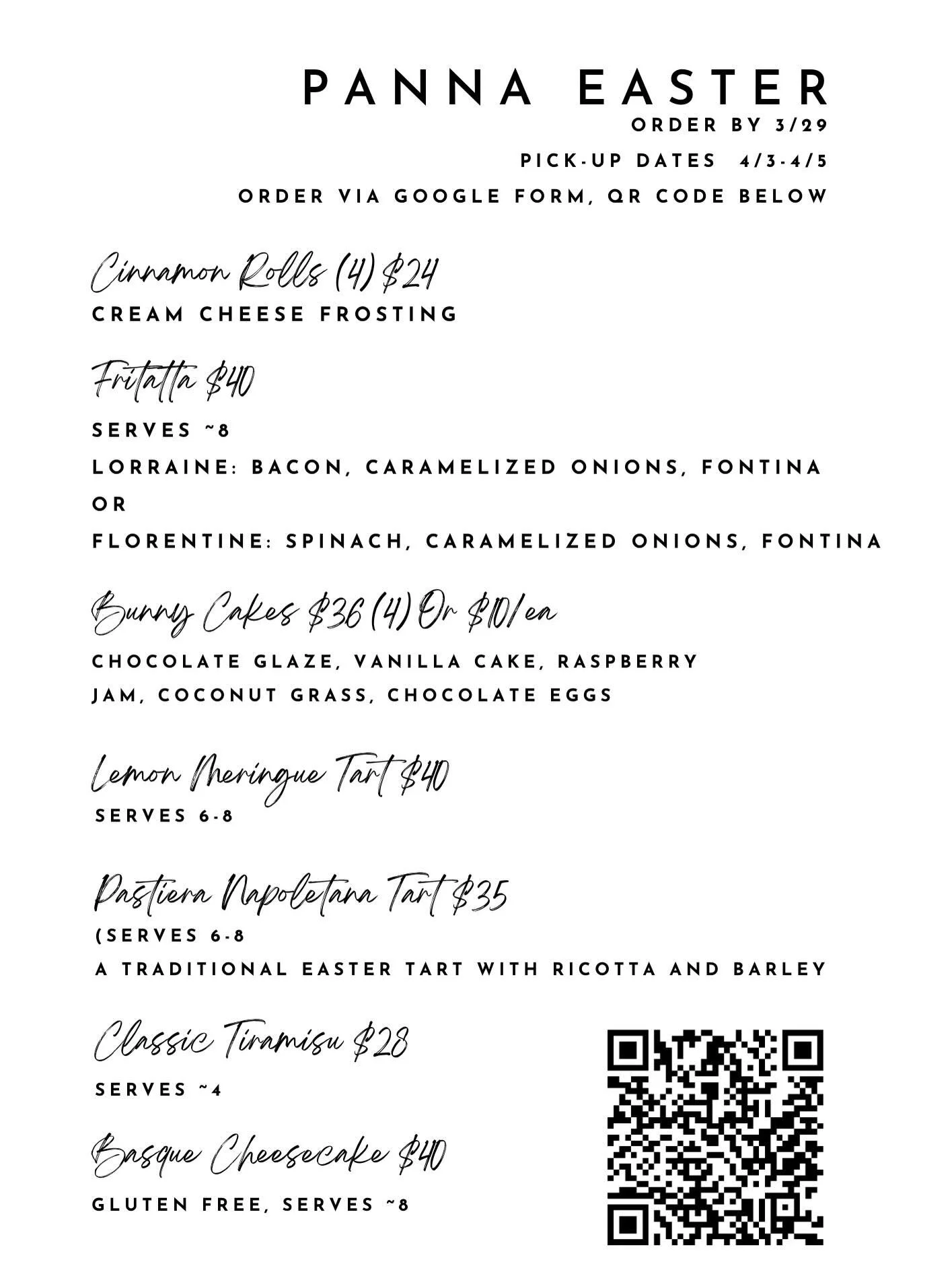 Easter Menu Drop! Link to order in bio. With these snowy days, I&rsquo;ve for once had a chance to get ahead of the holidays 🐰 🪺