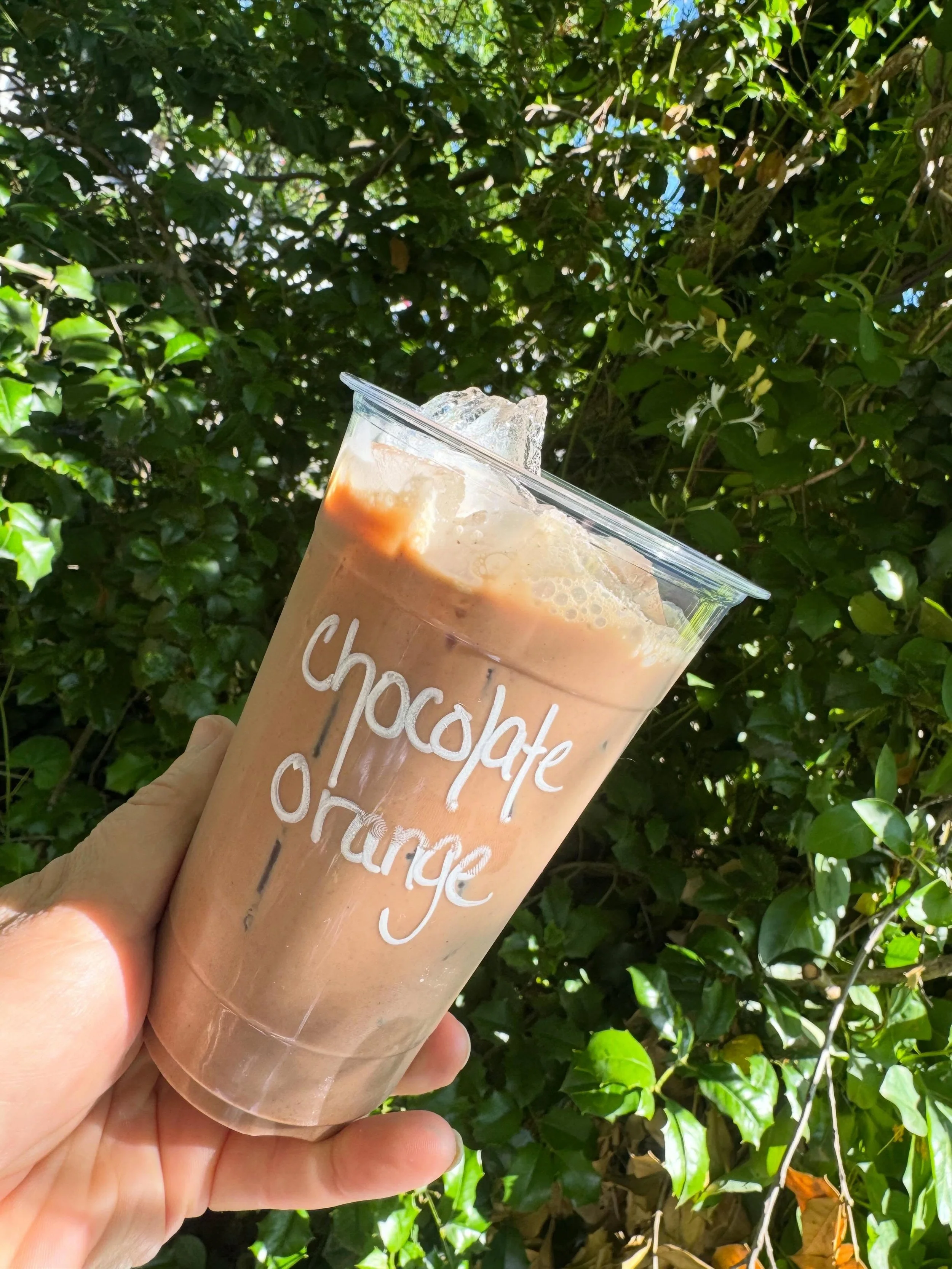 New Latte Dropped! Chocolate Orange- thinking of it like chocolate meets a Creamsicle and they both walk into a latte. Made with fair trade Tcho brand chocolate, orange blossom water and our local roasted cold brew coffee. 💙🫶 🍊