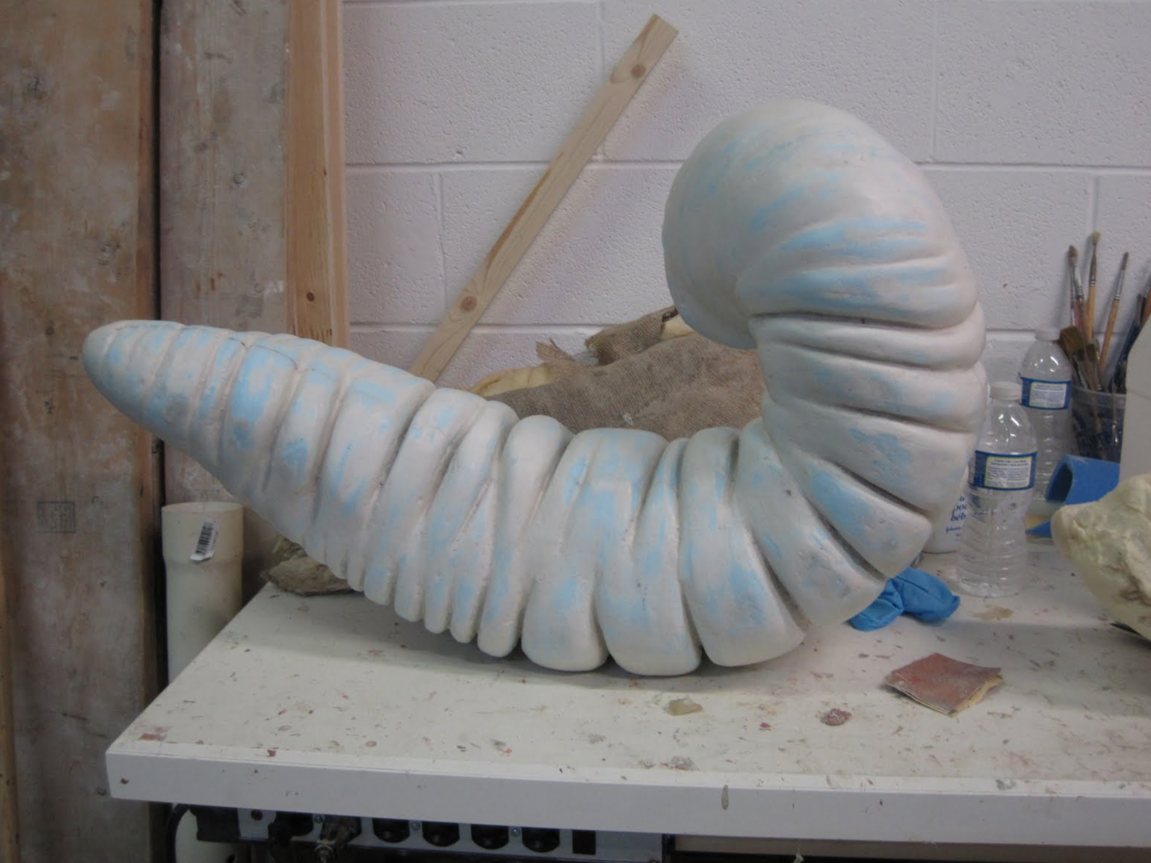 This picture shows a portion of the equine colon that has been re-sculpted in order to make some modifications to the shape. These changes will allow the inflated shape to react in a realistic manner.