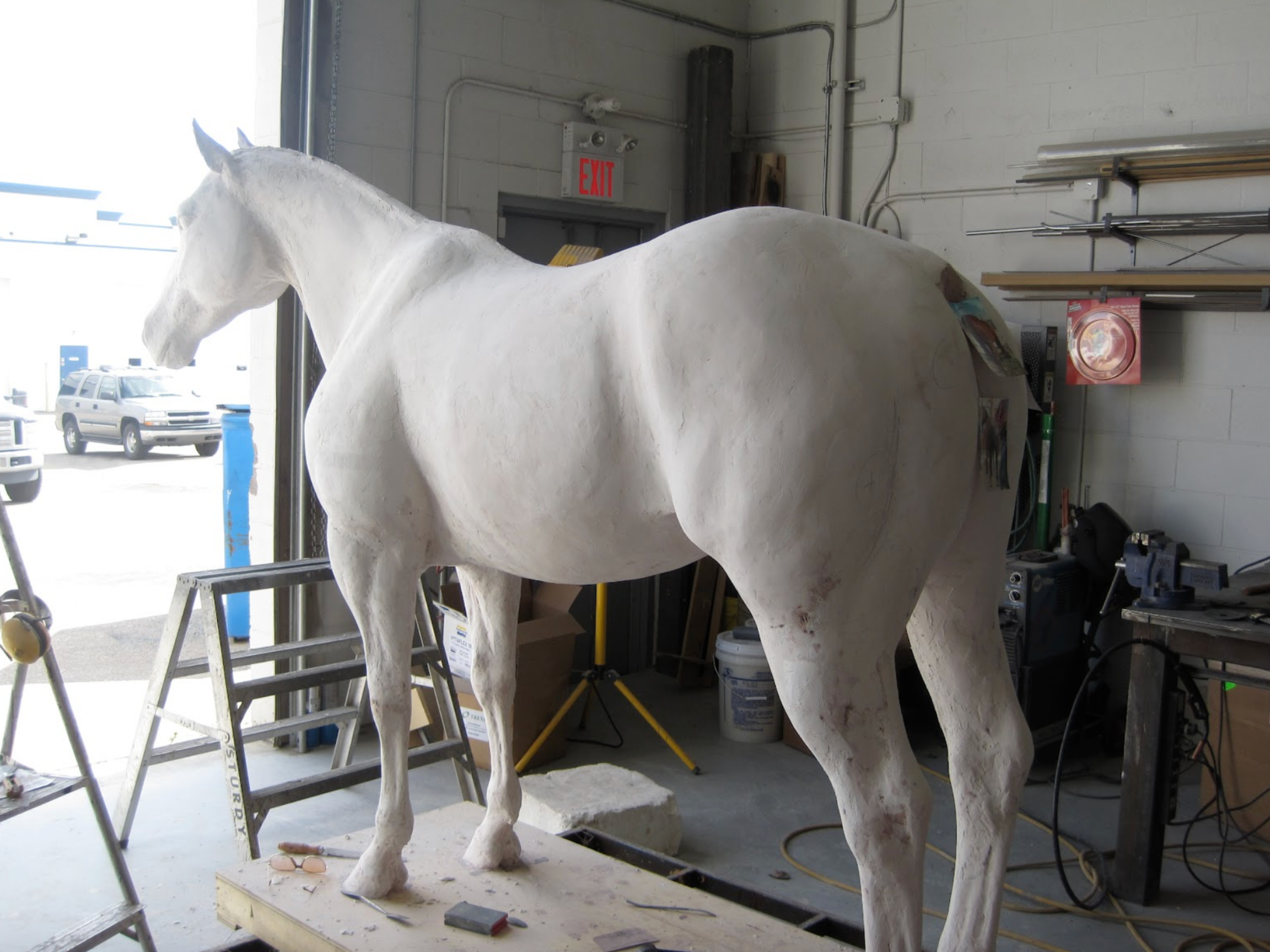  The finished Quarter Horse sculpture is ready for the molding process. &nbsp;This will be the basis for our equine palpation simulator as well as the equine venipuncture model. &nbsp;At some point we may combine them in one model. 