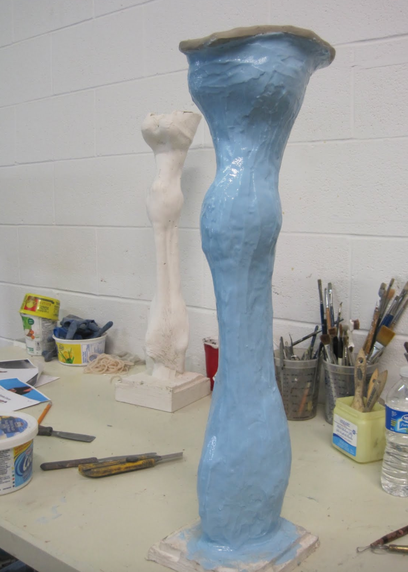  The plaster cast has been repaired and has had several coats of silicone molding material applied.  Once molds of the exterior of the leg have been completed we will begin molding the skeletal structures. Once cast, the bones will then be articulate