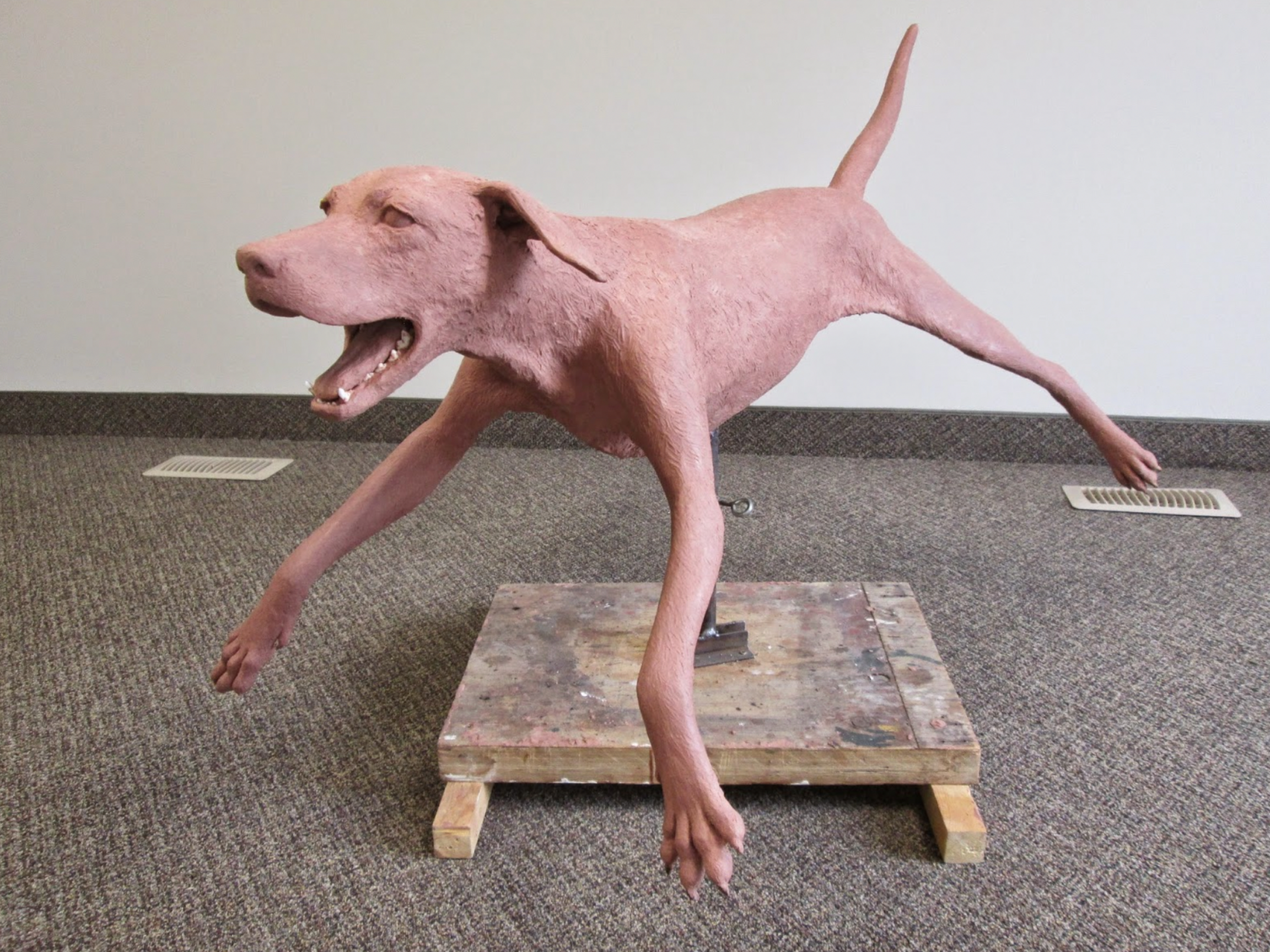  These next images show the original sculpture of our future canine simulator. &nbsp;It has been sculpted on an actual canine skeleton to ensure accuracy of the anatomy, positioning of joints, and allows us to cast the bones for a radiology limb mode