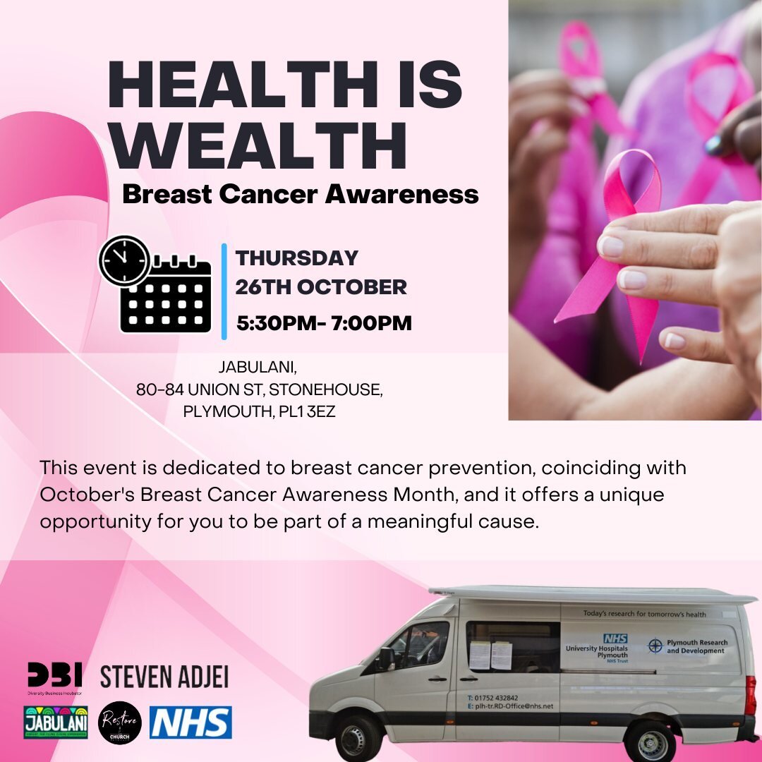 🌟 Join us for the Health Is Wealth Networking Event! 🌟

🗓 Date: Thursday, October 26th
📍 Location: @wearejabulani
⏰ Time: 5:30 pm-7 pm
🎗 Theme: Breast Cancer Prevention and Health Research

We're thrilled to invite you to a special event dedicat