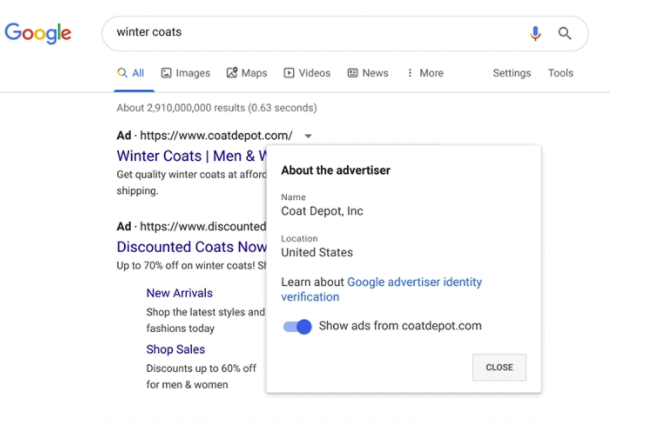 Google hará que todos los anunciantes se identifiquen para mejorar la transparencia