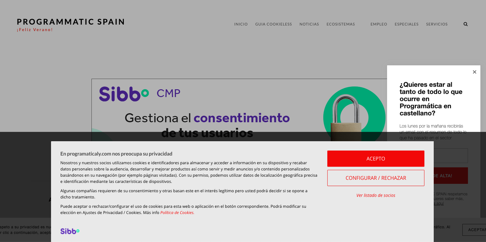 En PROGRAMMATIC SPAIN implementamos el CMP de Sibbo