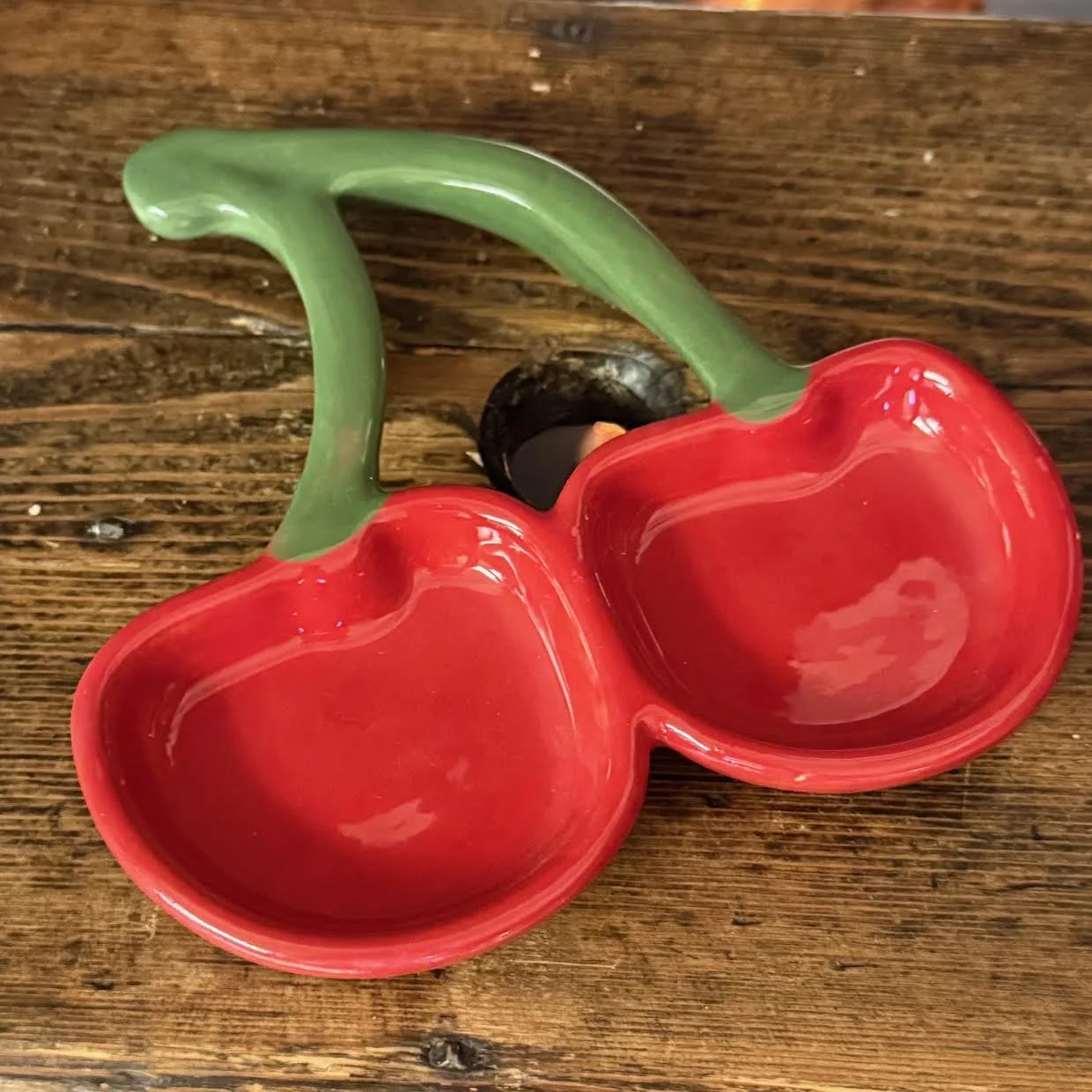 Cherry-Shaped Ceramic Serving Dish