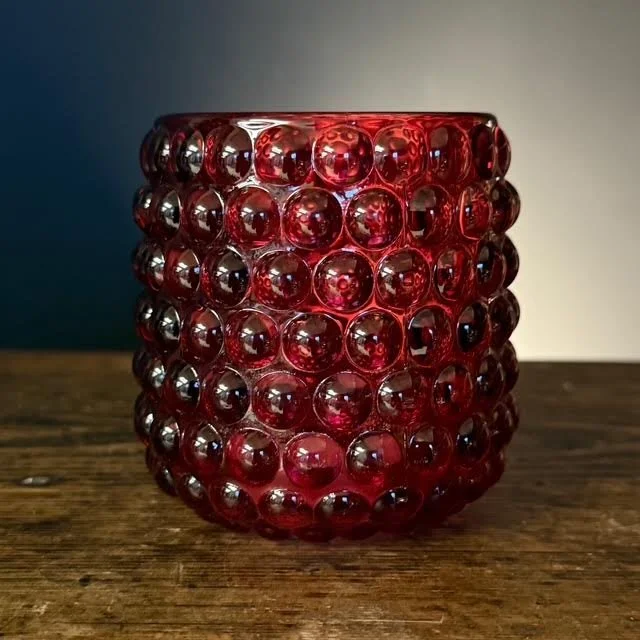 Red Bubble Glass Candle Holder