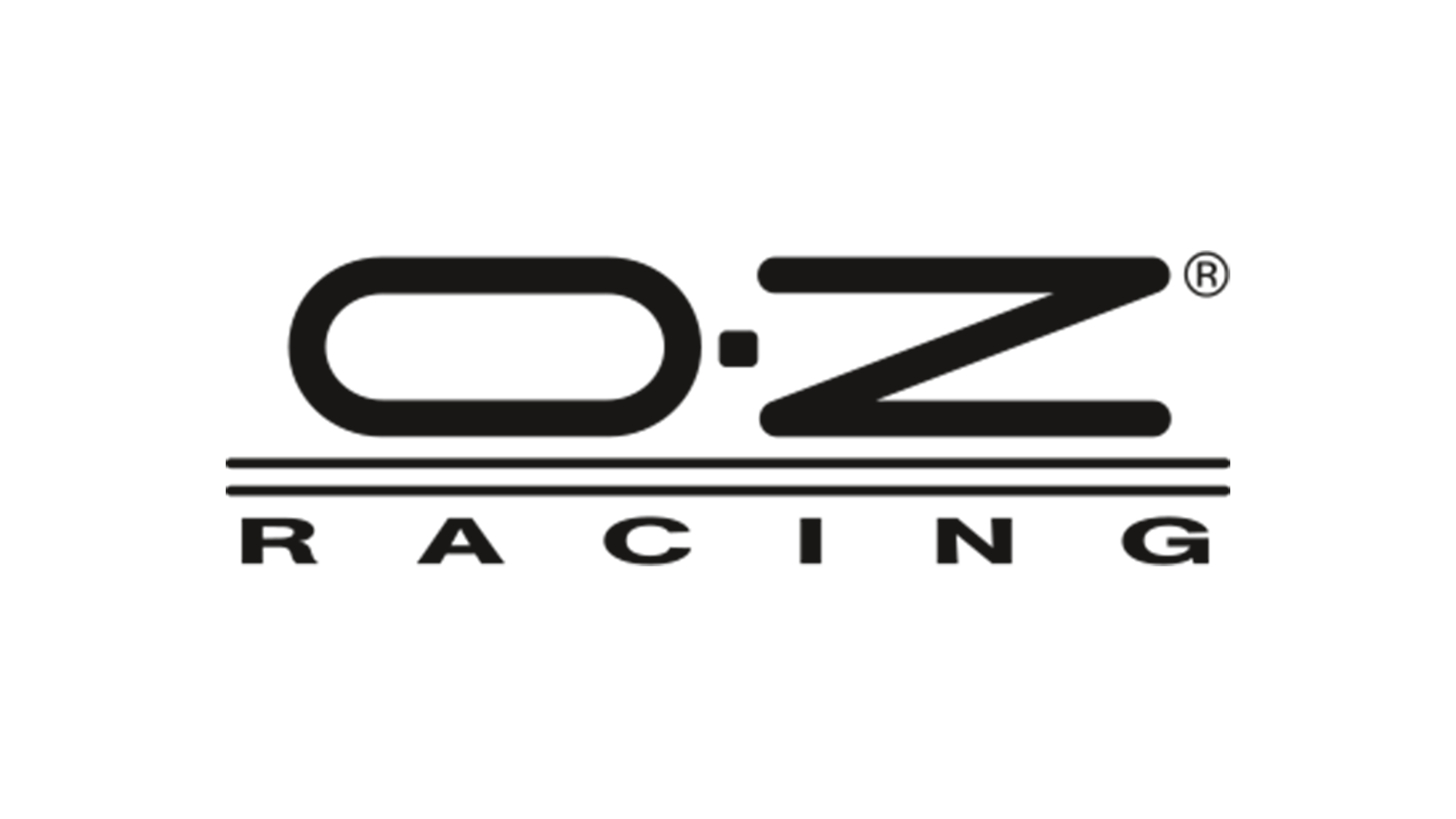 Das Logo von O.Z. Racing, bestehend aus dem Schriftzug "O.Z." in großen schwarzen Buchstaben, darunter eine Liniengrafik und die Wörter "RACING" in Großbuchstaben.