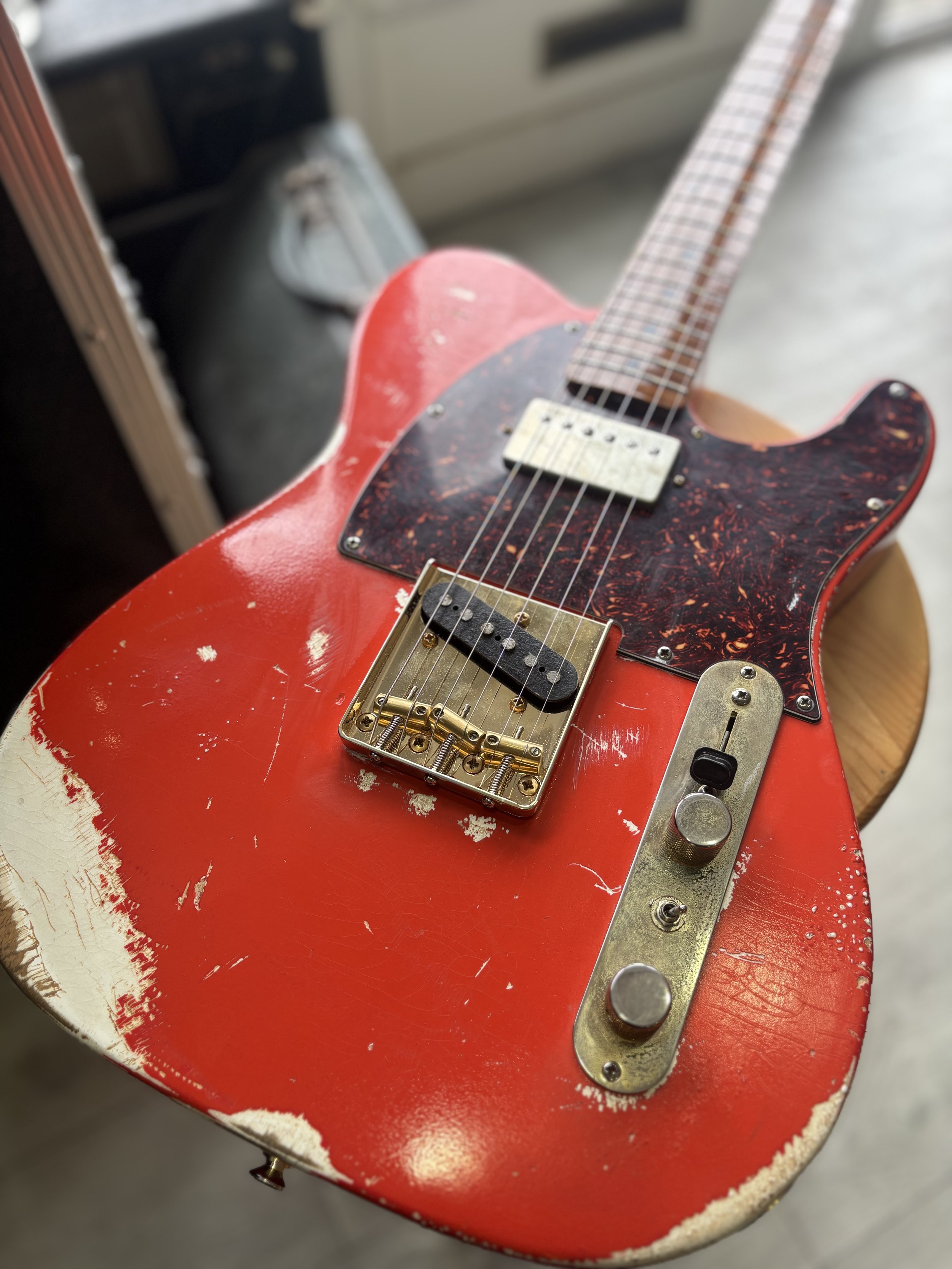 Custom Classic Telecaster, reliced postbox red  & tortiseshell pickguard.