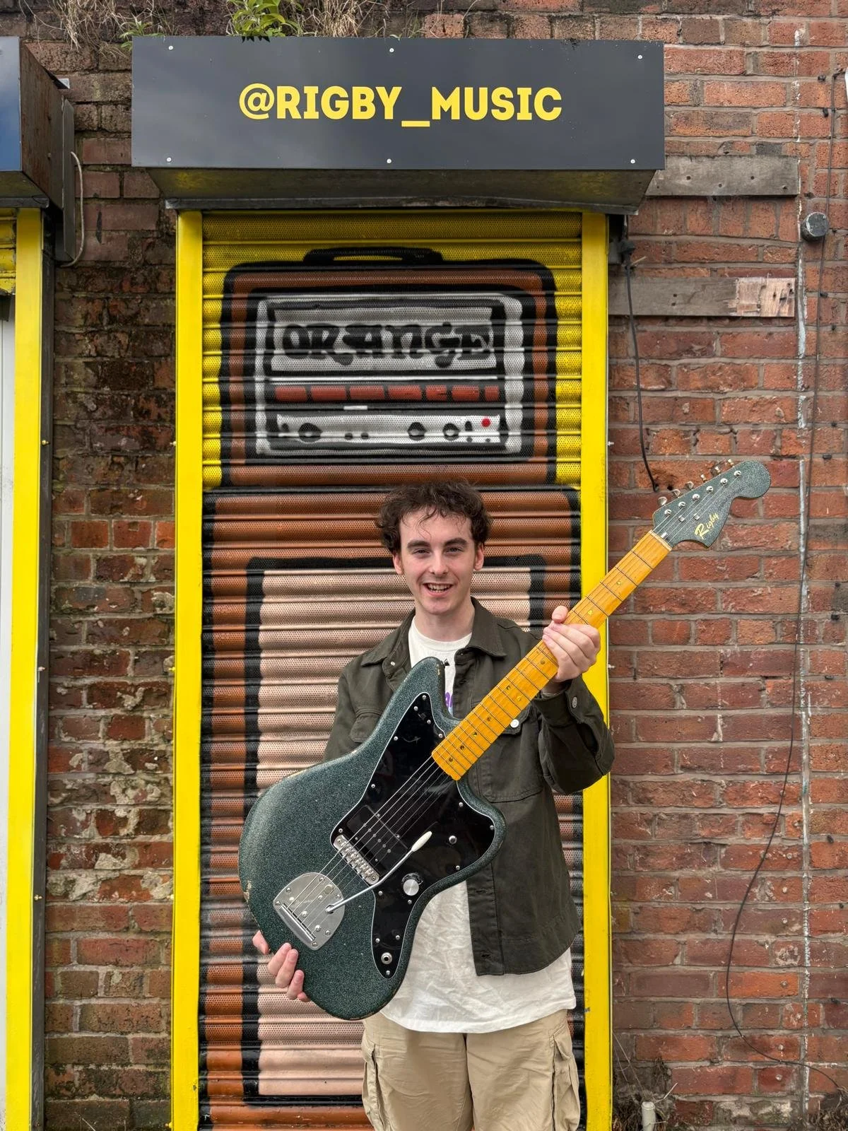Green Offset Guitar, Matching Headstock,, Trem, Maple Neck