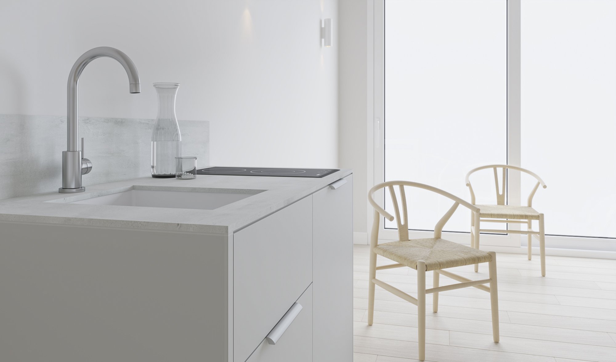 NORD mini kitchen Oslo, light grey.