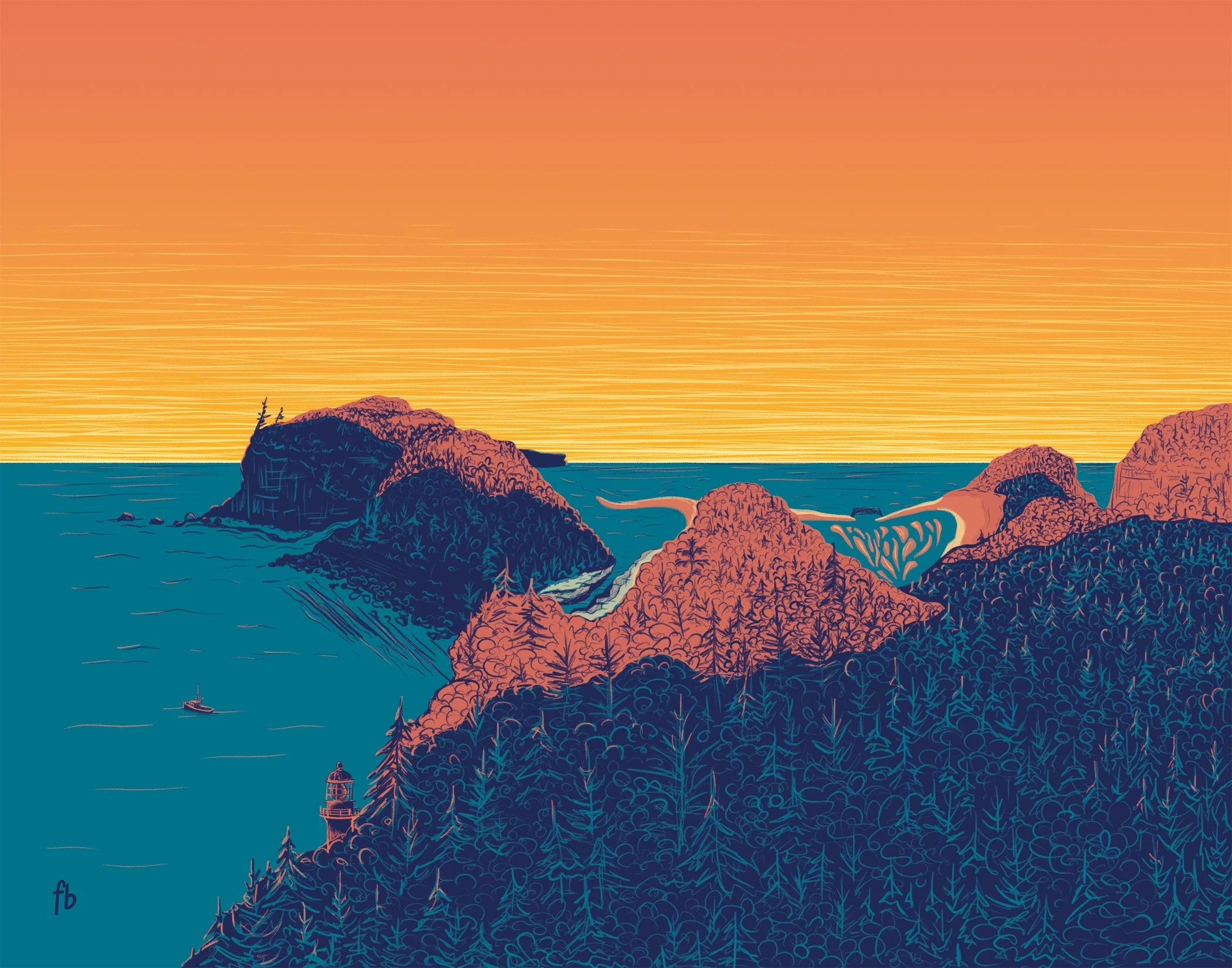 Illustration du territoire de la Ville de Gaspé pour la campagne de reconnaissance des organismes et bénévoles Je m'implique!