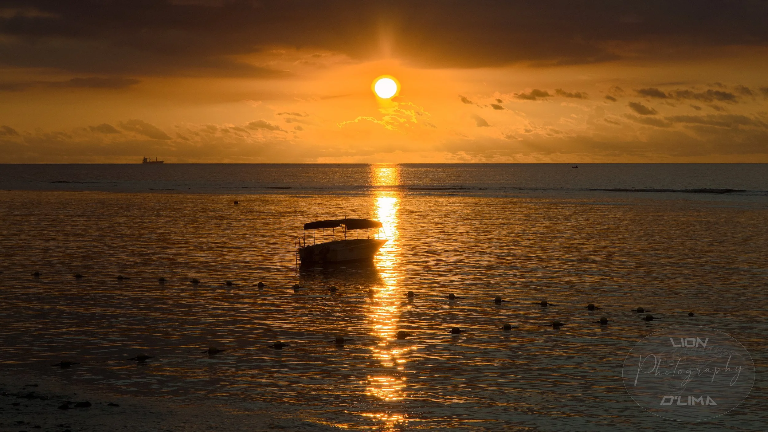 Solar reflections of sunset over the Indian Ocean