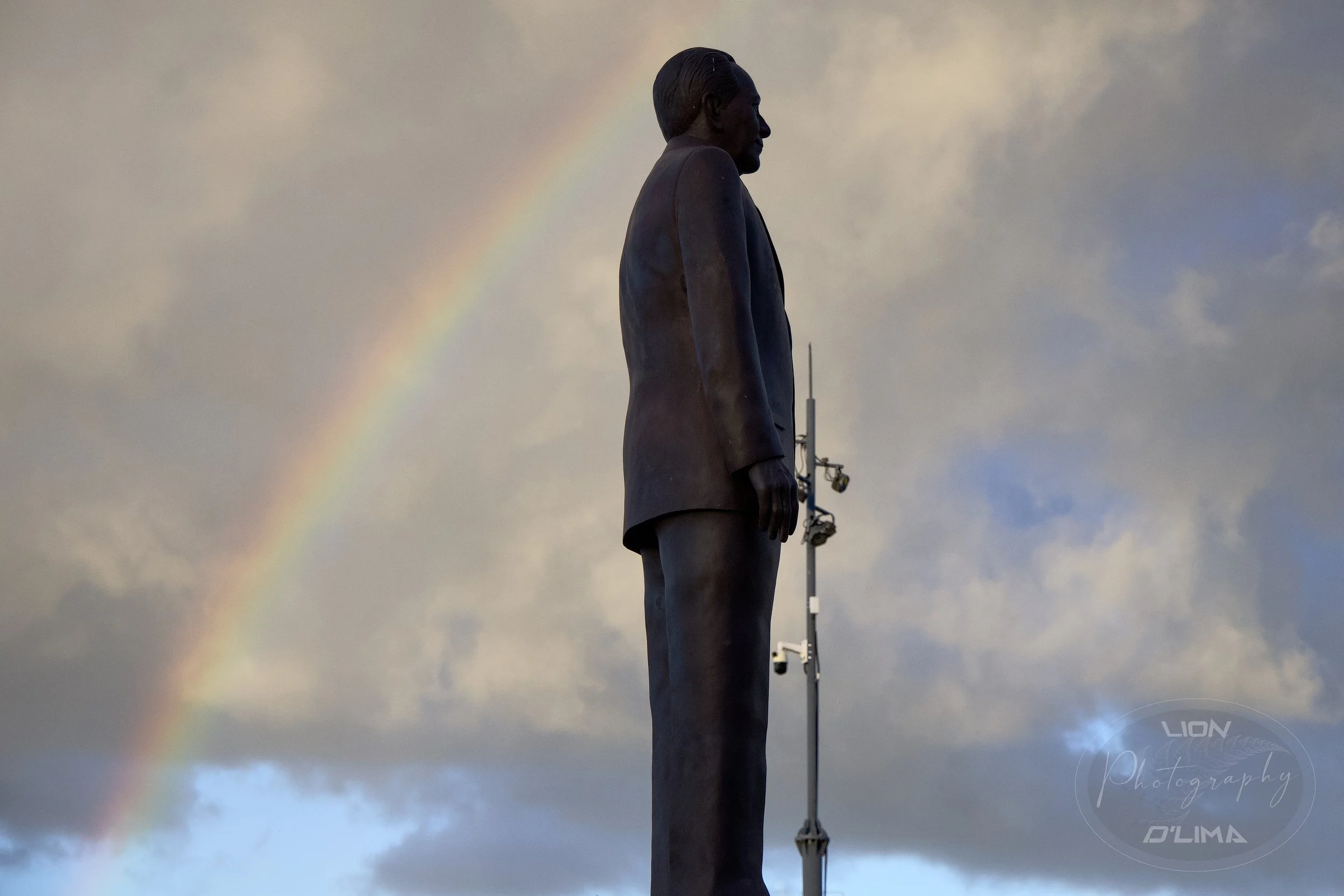 Rainbow setting for Saj Statue - Port Louis Waterfront - Mauritius