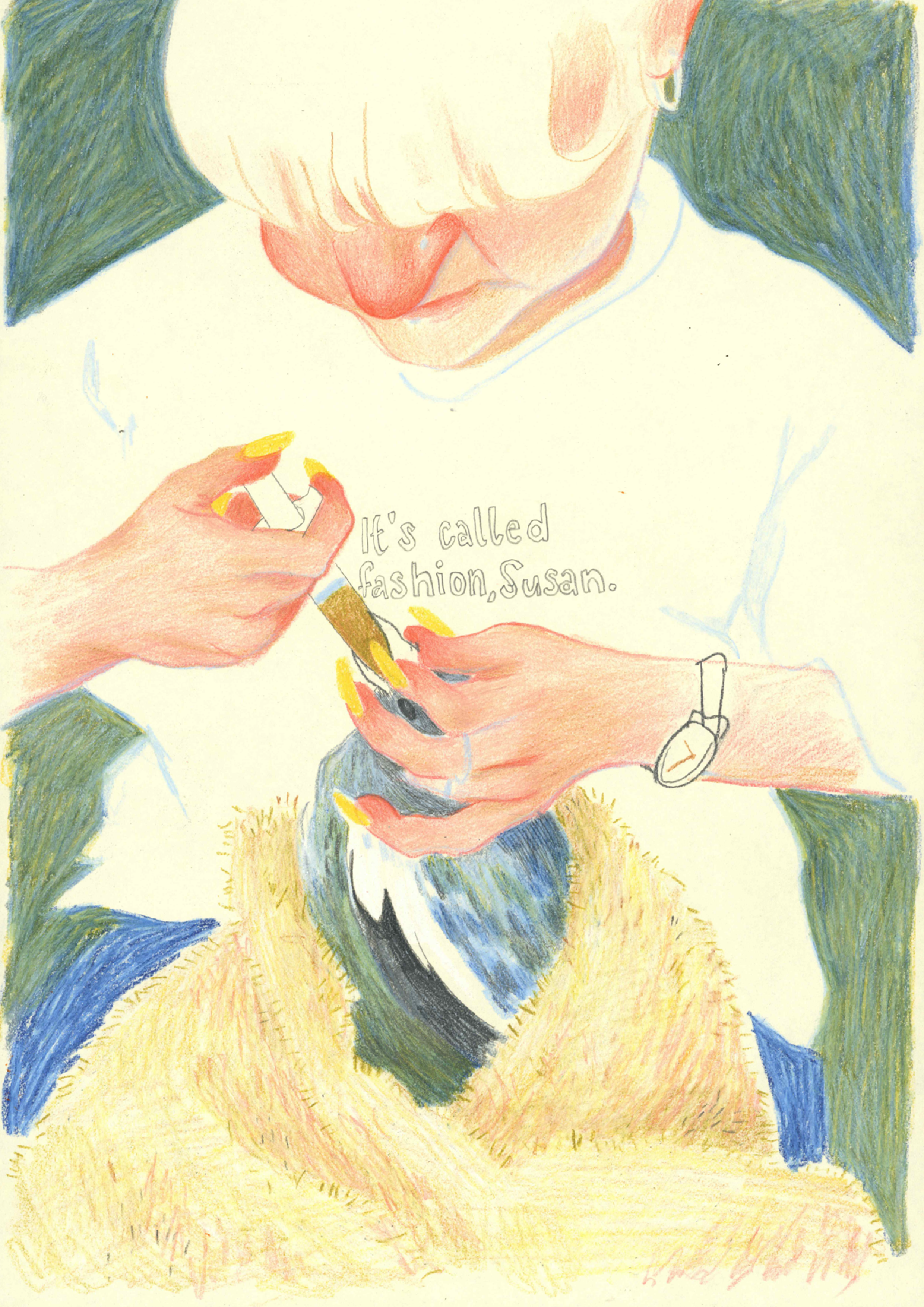 Grey hand-feeding a sick bird.