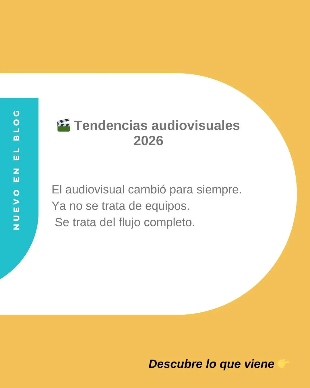 🎬 El audiovisual no cambi&oacute; por un equipo.

Cambi&oacute; por el flujo.

En 2026, la diferencia ya no est&aacute; solo en la c&aacute;mara, el switcher o el software.

Est&aacute; en c&oacute;mo conectas todo.

Captura.
Producci&oacute;n en vi