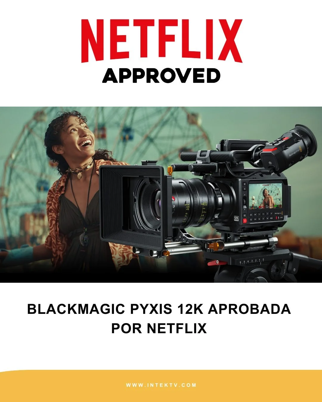 🎬 &iexcl;La Blackmagic PYXIS 12K ya forma parte de la lista oficial de c&aacute;maras aprobadas por Netflix! 

@blackmagicnewsofficial anunci&oacute; que la #BlackmagicPYXIS12K ha sido incluida en el documento oficial de Netflix &ldquo;Cameras and I