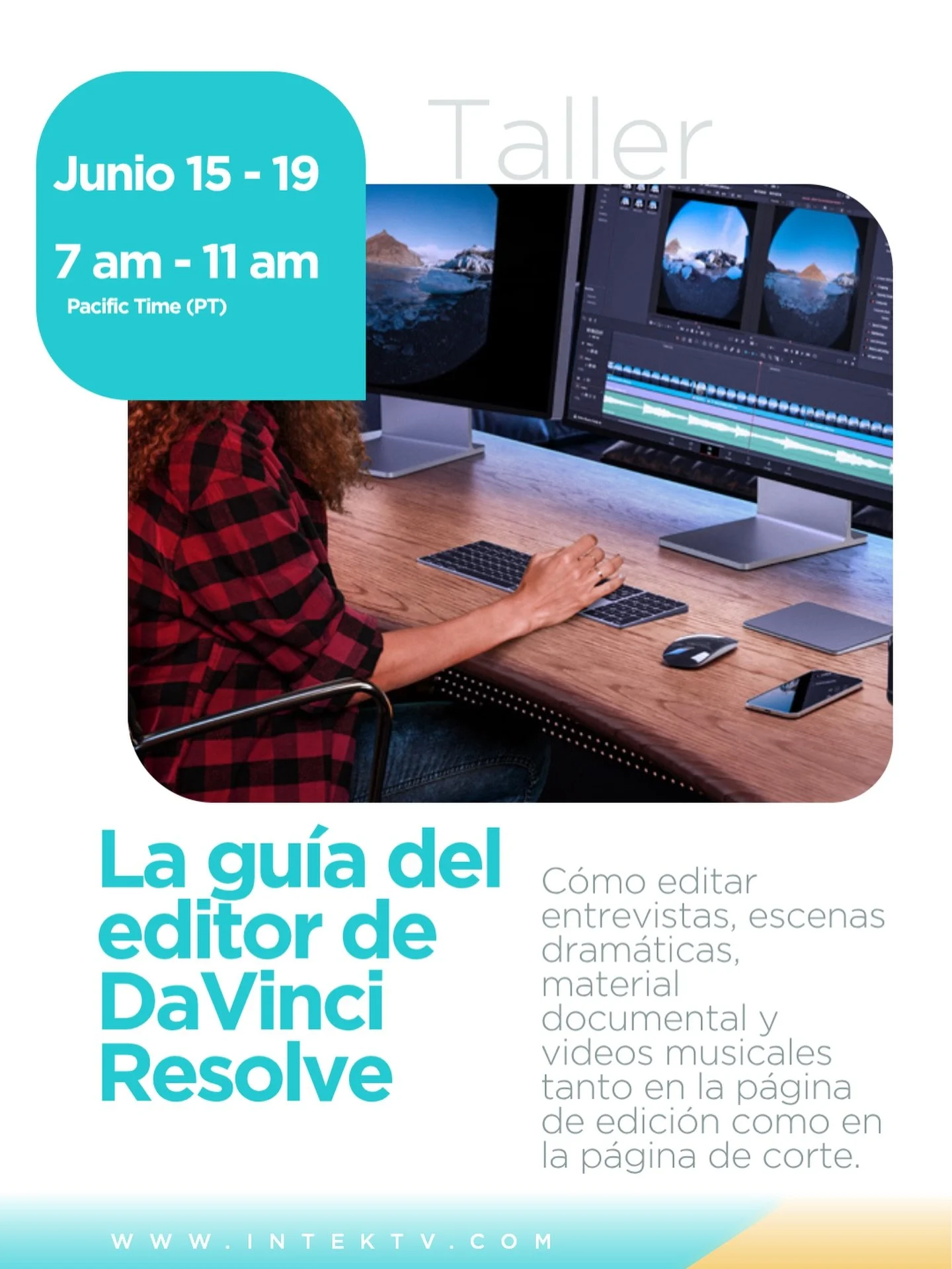 🎬 Taller GRATIS de Blackmagic Design

👉 Comenta GRATIS y te enviamos el link de registro por DM.

Aprende t&eacute;cnicas avanzadas de edici&oacute;n con La Gu&iacute;a del Editor de DaVinci Resolve, una capacitaci&oacute;n pr&aacute;ctica dise&nti