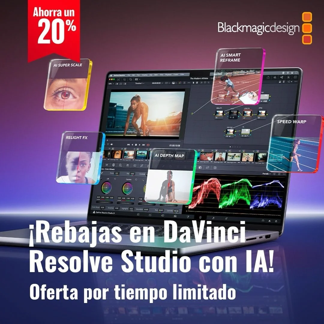 💬 Comenta DAVINCI para recibir el enlace de compra.

M&aacute;s inteligencia artificial. Menos trabajo repetitivo. 🎬

Aprovecha un 20 % de descuento en DaVinci Resolve Studio y agiliza tu postproducci&oacute;n con herramientas de IA exclusivas para