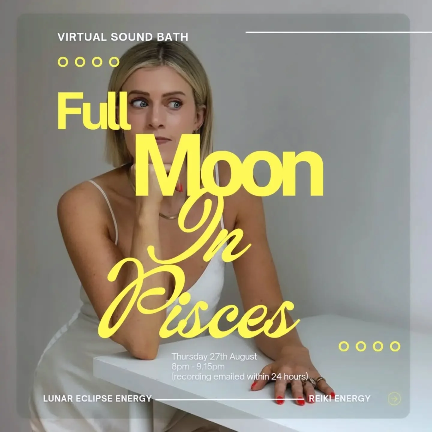 ***Partial lunar Eclipse in Pisces - online Sound Bath next week***

When: Thursday 27th August 
Time: 8pm - 9.15am
Book:Via events link in bio

*Recording emailed within 24 hours so you can do it again over the following weekend.

This is BIG energy