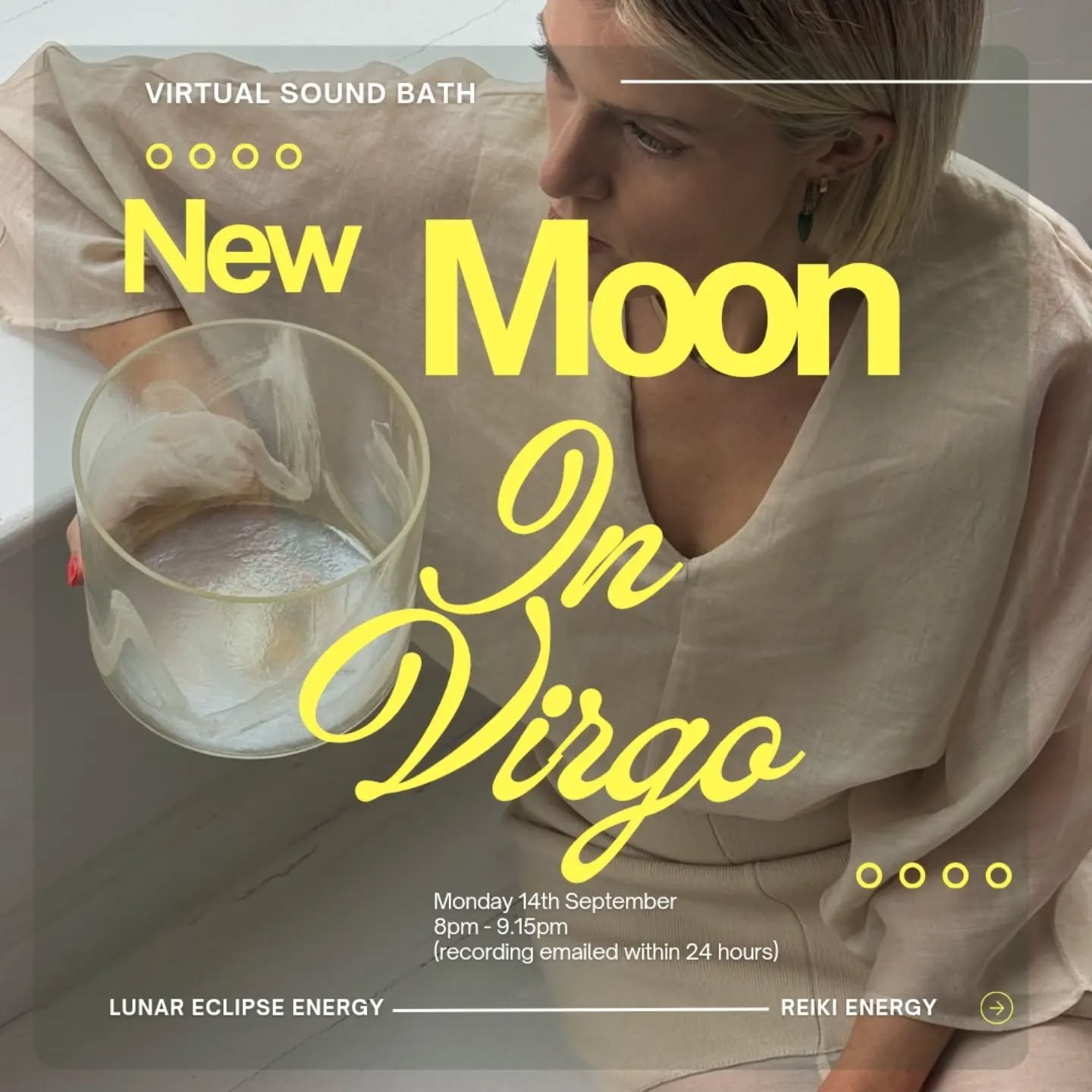 *Virgo season Sound Bath + Reiki*

Thursday's full moon was all about creating rituals and routines that support us from the root up ✨

Let's work with this energy this evening, sooth your nervous system with gentle breathwork, release any energy, te