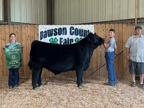   Owen Lassen  
Grand Champion Market Beef 
2026 Dawson County Fair 
Bred by Scholz