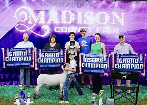   Dawson Katzer  
3rd Overall Market Lamb 
2026 Madison County Fair 
Bred by Niemann