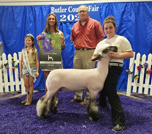   Kaity Scott  
Grand Champion Market Lamb 
2026 Butler County Fair 
Bred by JRS Livestock