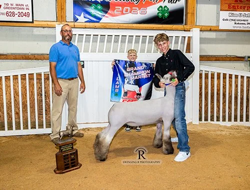   Landon Gaines  
Grand Champion Market Lamb 
2026 Howard County 4-H Fair 
Bred by Amthauer