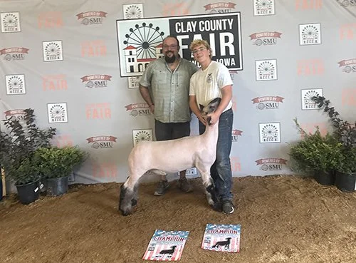  Noah Speiker  
Reserve Champion Market Lamb 
2026 Clay County Fair 
Bred by BJ Wright
