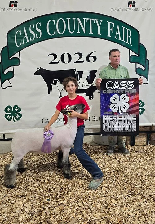  Emmit Jones  
Reserve Champion Market Lamb 
2026 Cass County Fair 
Bred by Hobbs