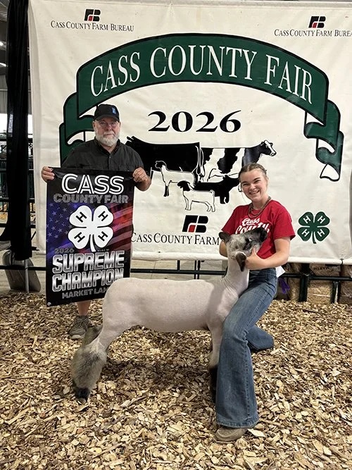  Corrine Kavanaugh  
Supreme Champion Market Lamb 
2026 Cass County Fair 
Bred by High Hill Farms