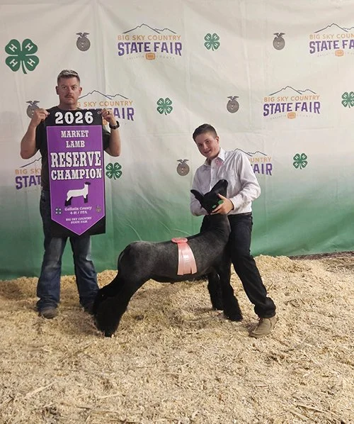   Bridger Noonan  
Reserve Grand Champion Overall Market Lamb 
2026 Big Sky Country State Fair 
Bred by DW Livestock