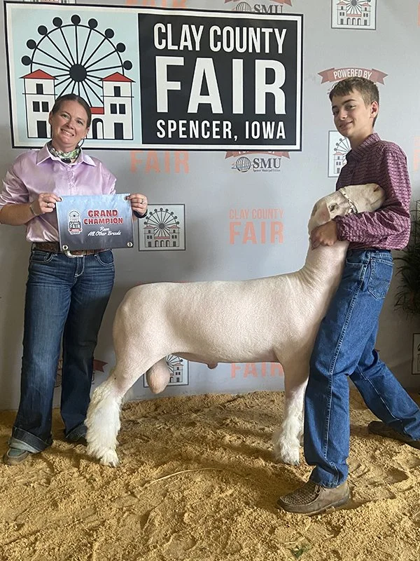  Owen Atwater  
Champion Meat Ram 
2025 Clay County Fair 
Bred by VanderLinden Livestock