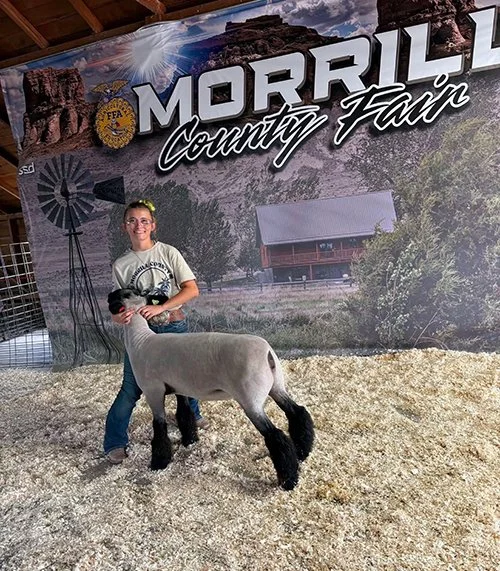  Janessa Lussetto  
Champion FFA & Showmanship 
2026 Morrill County Fair 
Bred by J-L Lambs