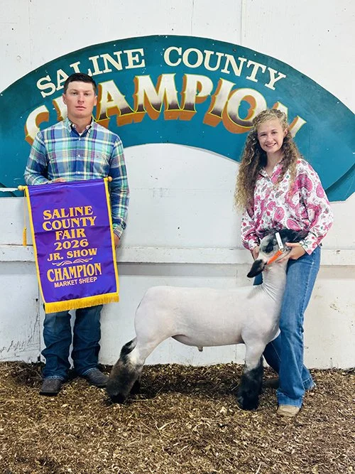  Hallee Whitlock  
Champion Wether 
2026 Saline County Fair 
Bred by Jon VanDyke