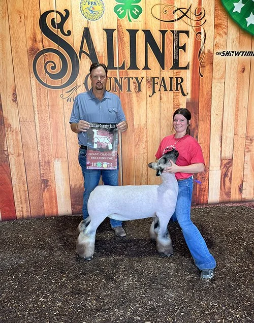  Lexi McCaffree  
Grand Champion Breeding Ewe 
2026 Saline County Fair 
Bred by Hassebrook Show Lambs