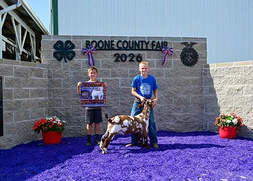   Charlie Harding  
Reserve Born & Raised Market Goat 
2026 Boone County Fair 
Bred by Harding Farms