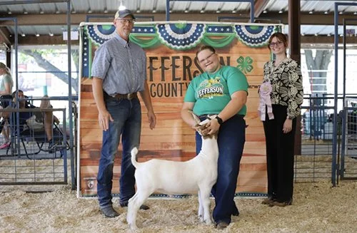  Ellen Schmidt  
Reserve Champion Market Goat & Champion Overall Showman 
2026 Jefferson County Fair 
Bred by Picket Fence Genetics